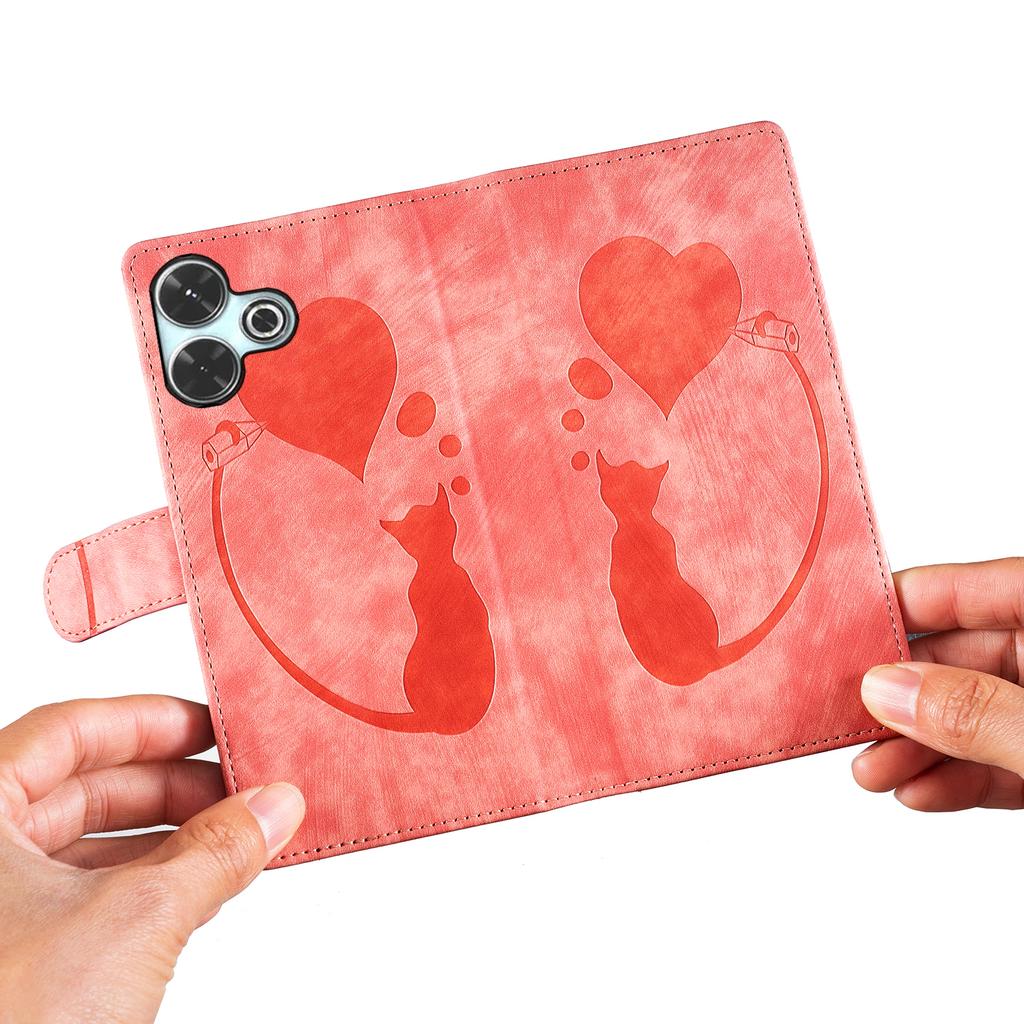 For Xiaomi Redmi 13 4G/13 5G Case Heart Cat Folding Stand PU Leather Phone Cover