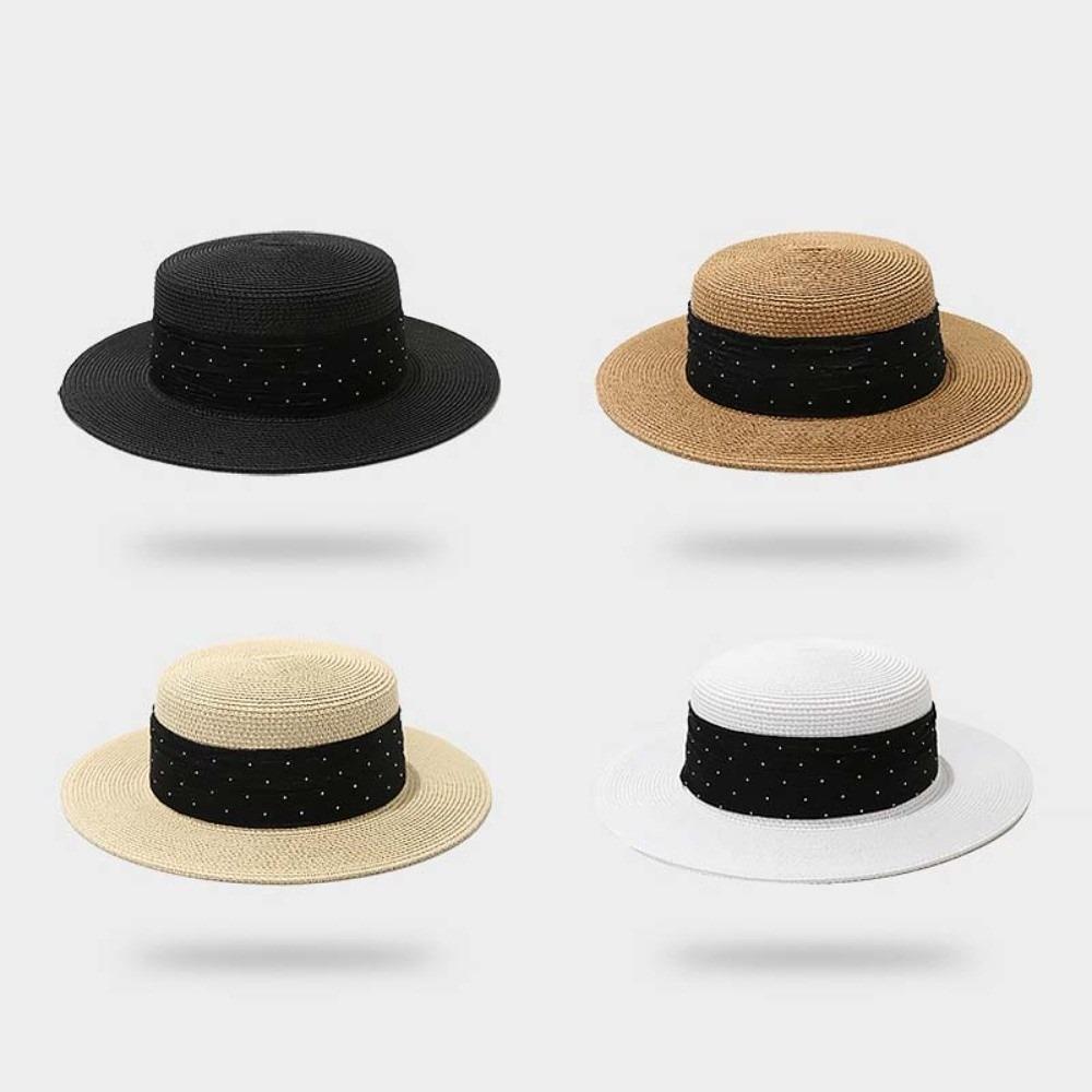 Korean Style Sunscreen Bucket Hat Wide Brim Women's Sun Hat Fashion Straw Woven Hat Ladies