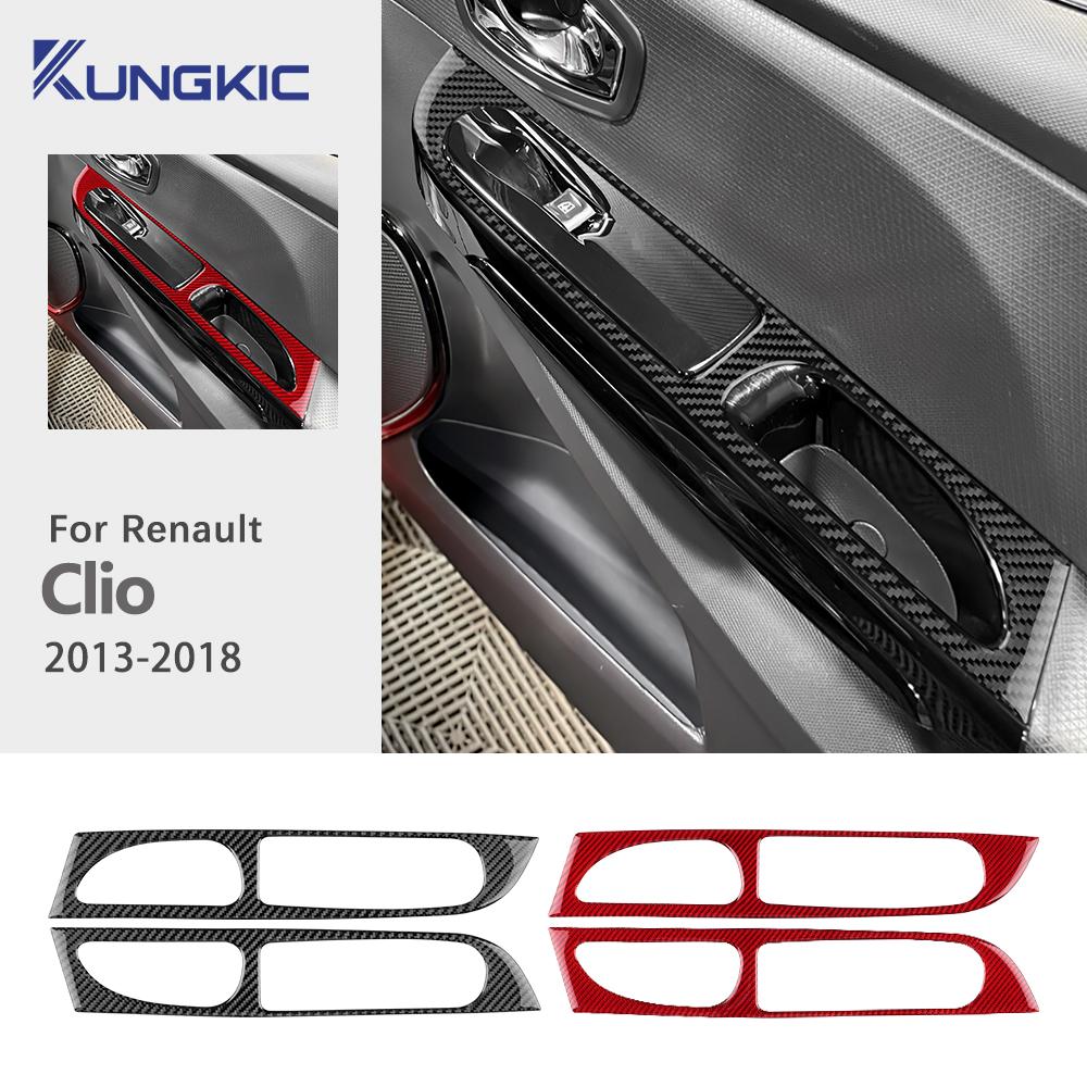 Real Soft Carbon Fiber Sticker For Renault Clio 4 2013 2014 2015 2016 2017 2018 LHD RHD Car Front Window Button Inner Outer Trim