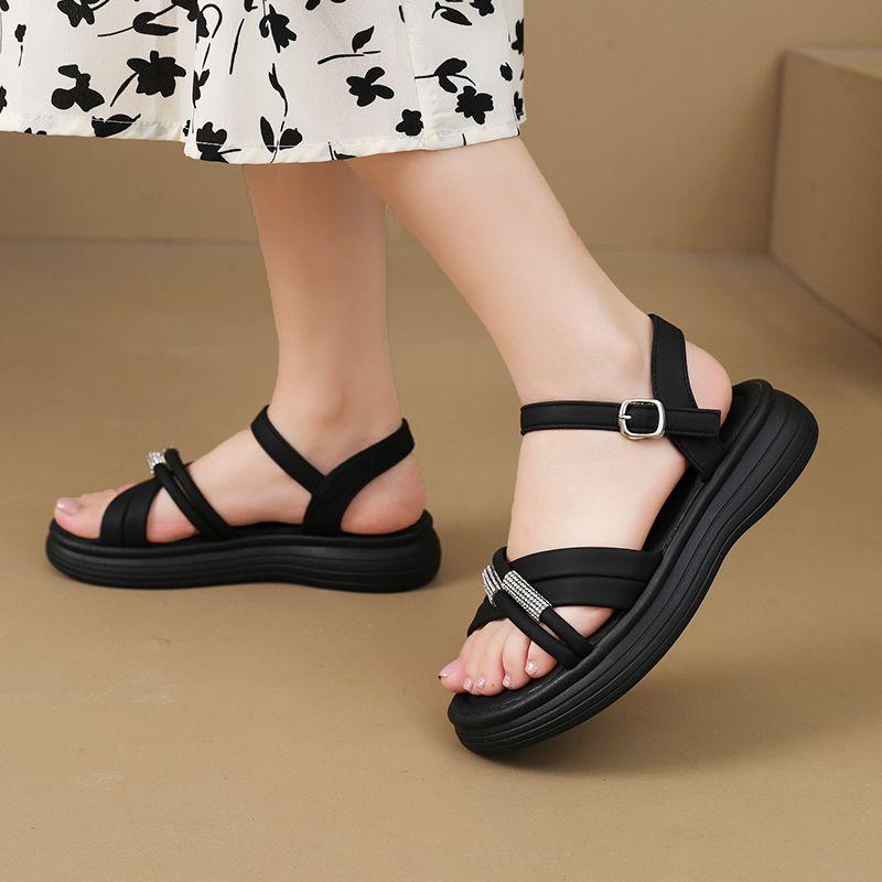 Ladies Shoes Roman Style Platform Diamond Women's Sandals Wholesale 2025 Trending The Best Footwear on Sale Chic and Elegant Pvc