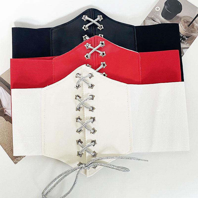 Elegant Retro Bow Elastic Waist Belt Corset Dress Suit