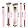 5PCS Double Ended Foundation Makeup Brush Set Flat Angled Tips for Flawless Liquid Powder Concealer and Cream Application