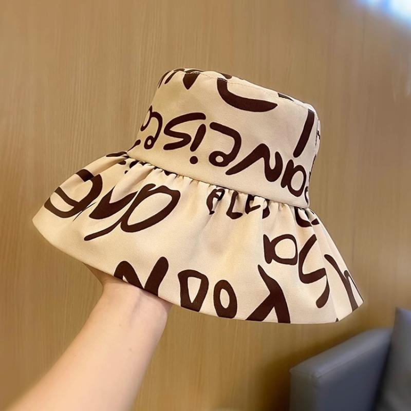 

Панама женская шляпа весенне-осенняя модная с надписью с большими полями солнцезащитная трендовая универсальная складная шляпа-ведро adjustable