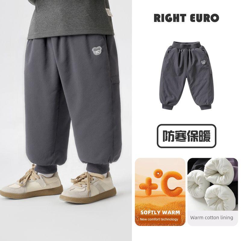Boys Warm Cotton Pants, Padded Trousers, Winter 2025 New Children s Clothing, Autumn and Winter Style, Winter Children s Baby Pants, Trendy Dark gray 140cm