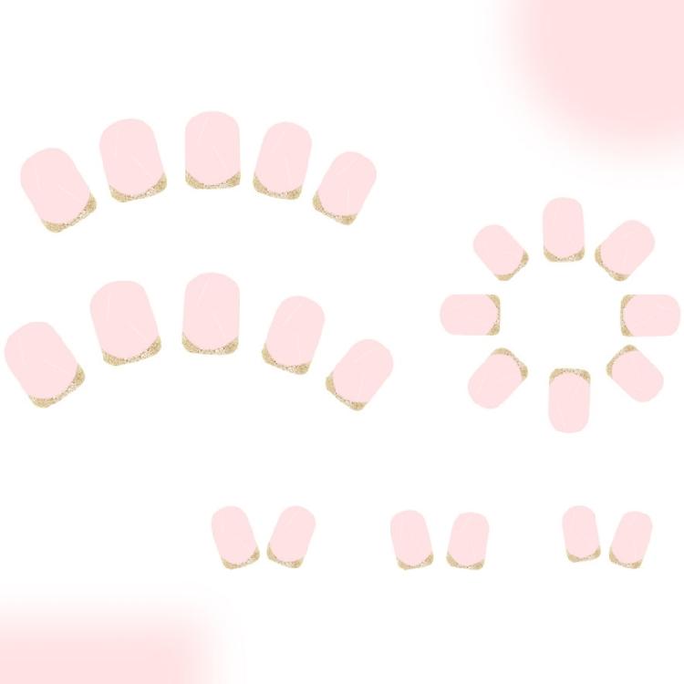 24 Pcs Short Square Acrylic Nail Simple Full Cover Stick On Nail French Tip Press On Nail Glittering False Nail