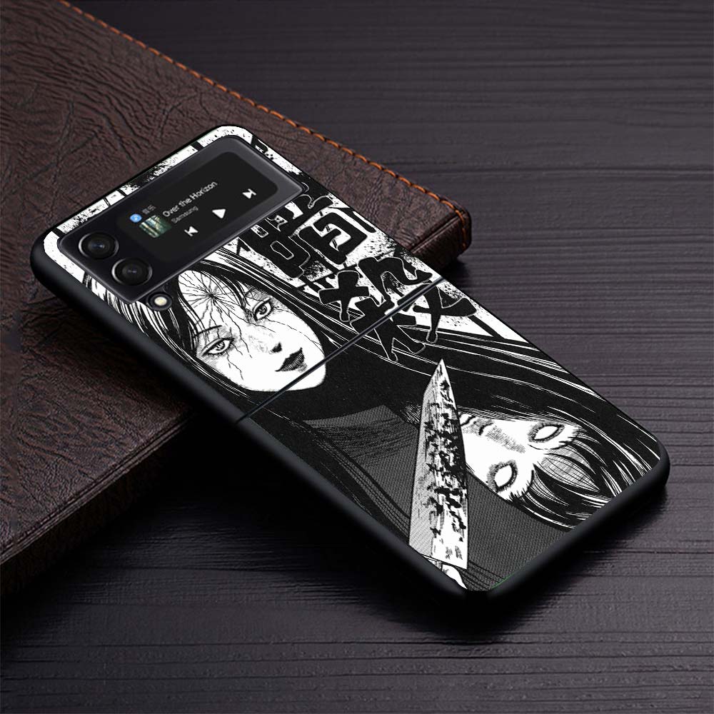 

Japanese Horror Comic Anime Black Phone Cases for Samsung Z Flip 7 6 5 4 3 Luxury Galaxy ZFlip7 ZFlip6 Flip5 Flip4 Flip3 Shell C Samsung Z Flip 5