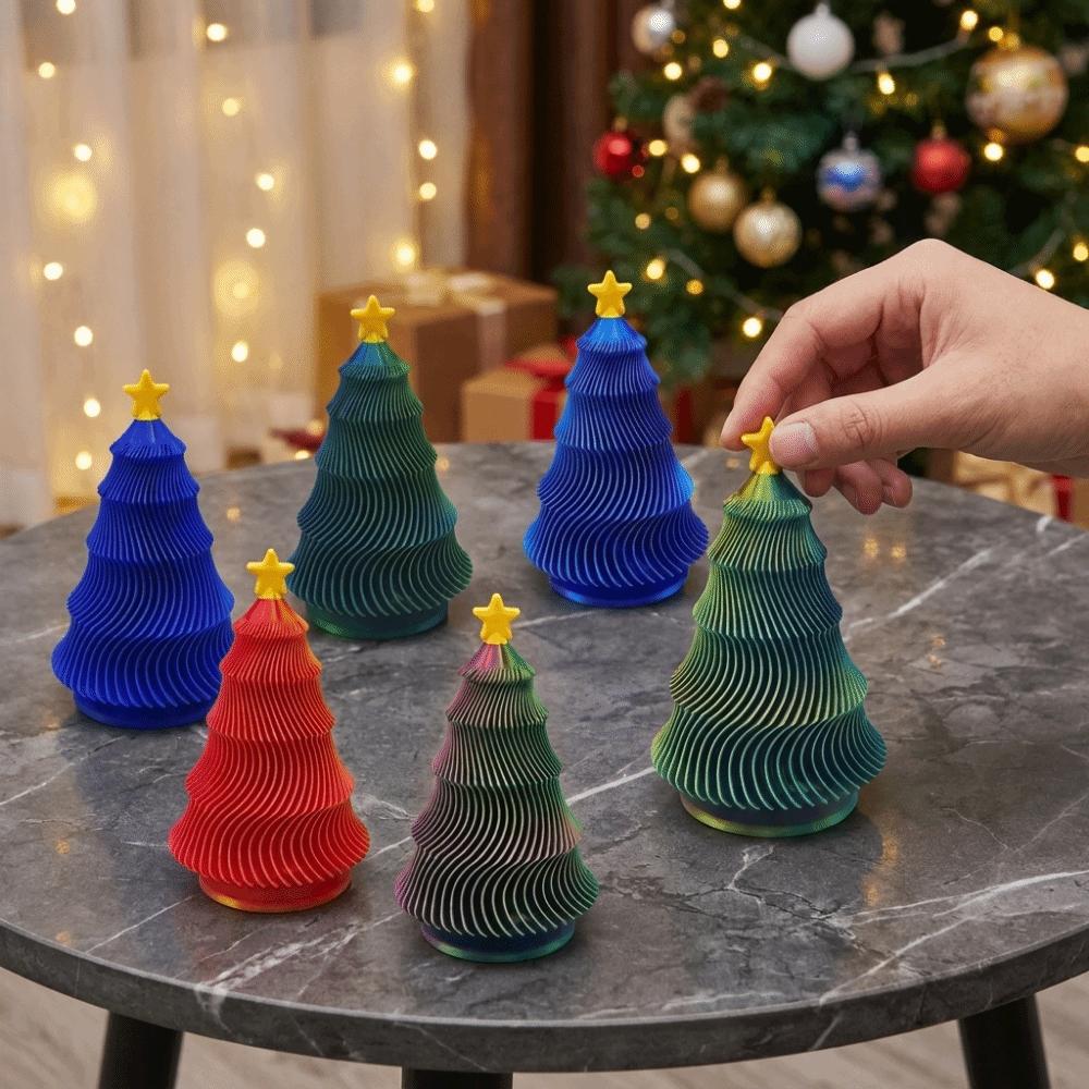 Plastic Rotatable Wave Christmas Tree Colorful Christmas Fidget Toy Office