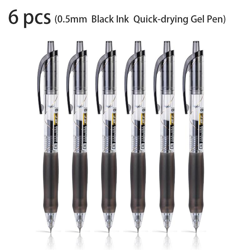 

Deli 6pcs 0.5mm Black Ink Quick-drying Gel Pen Signing Pen Office Suppllies Stationery School Supplies Gift black