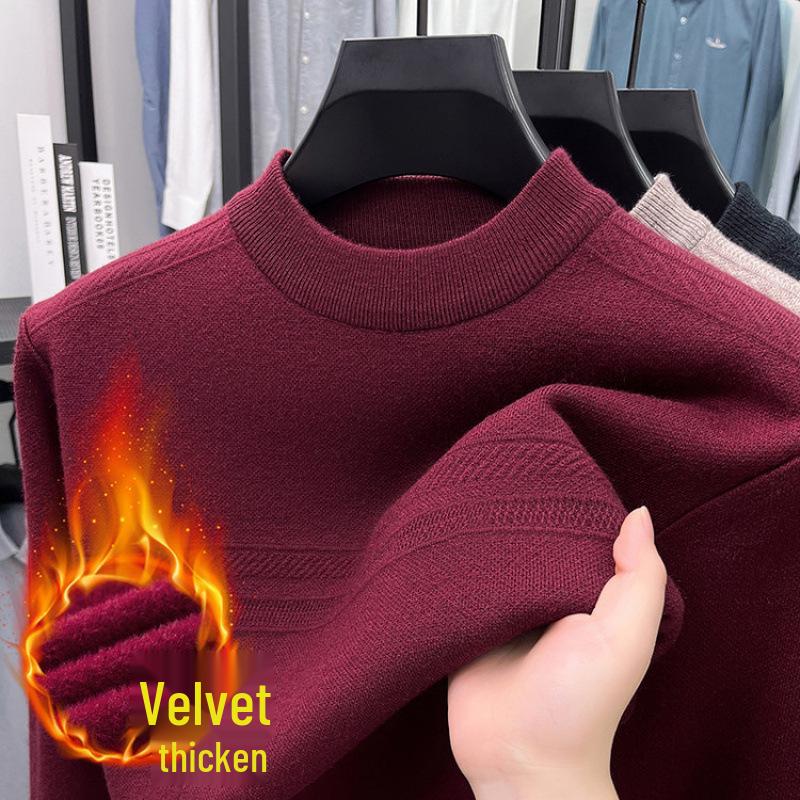 

Hengyuanxiang 2025 Men s Winter Sweater with Fleece-Lined, Thick Half-High Collar in Red Zodiac Design 3XL