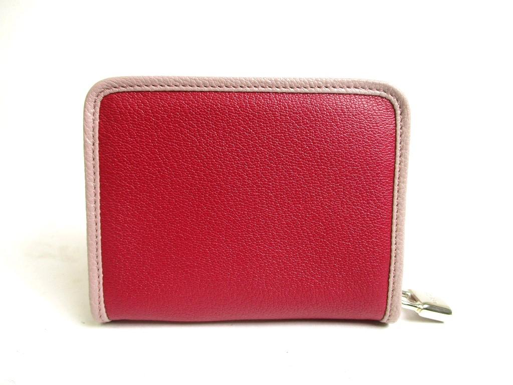 Authentic LOEWE Wine Red Purple Leather Silver H/W Round Zip Coin Purse #a529  Open box