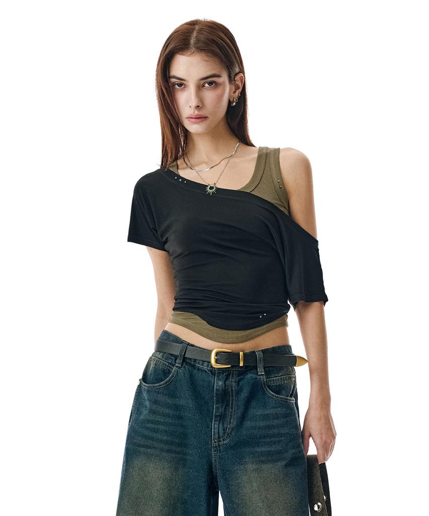 Sekeonmonollogeu Layered Off-Shoulder Set [Black]_Sewts021Black