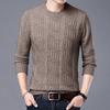 Lässiger Vintage Koreanischer Uni-Jacquard Langarm Verdickter Pullover Herren Winter Locker O-Ausschnitt Patchwork Schraubgewinde Pullover Top