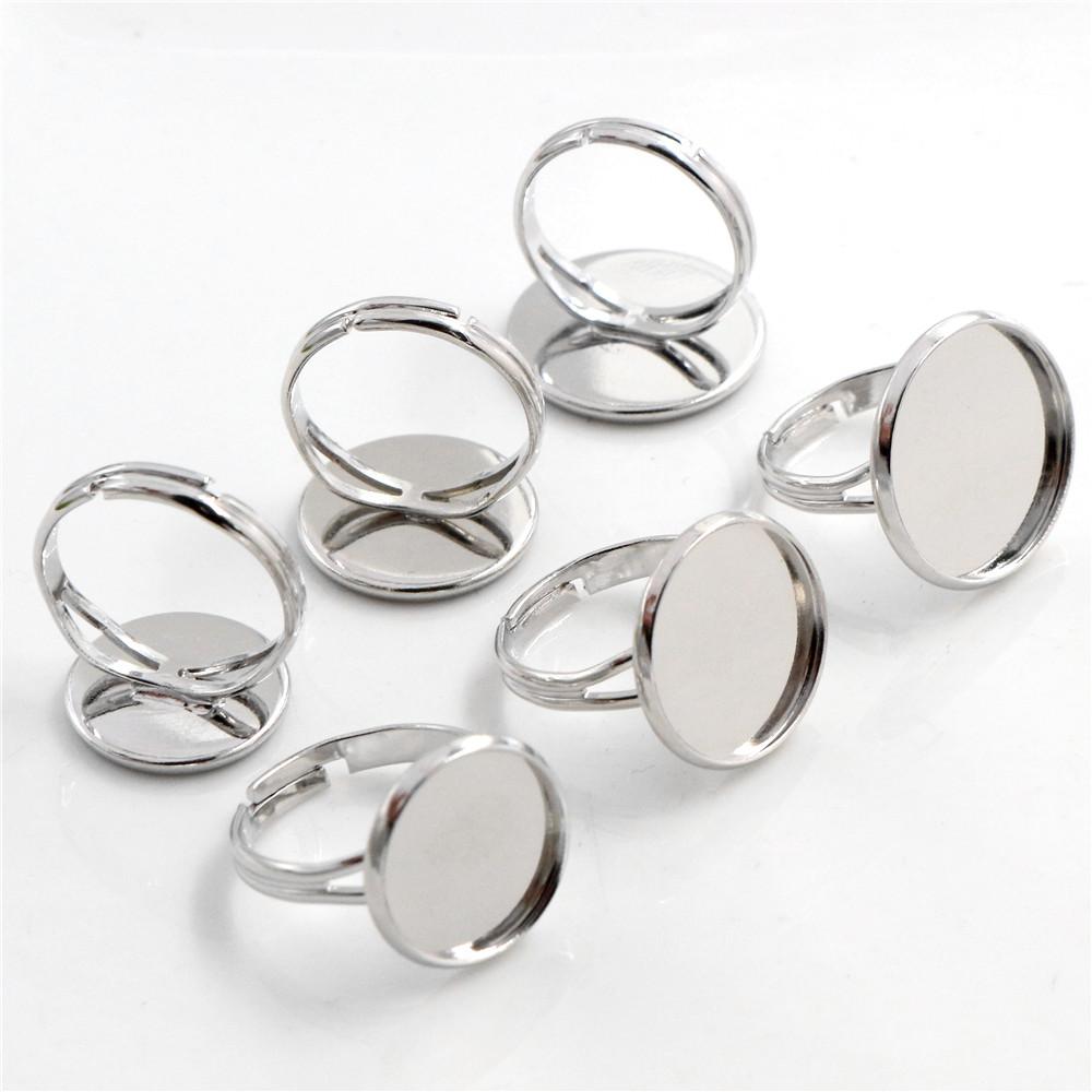 14mm-16mm-18mm 10pcs Rhodium Gold Silver Plated 8 Colors Brass Adjustable Ring Settings Blank,Fit 14-18mm Glass Cabochons Bezels