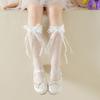Soft & Breathable Girls Under Knee Length Socks Lovely Bowknot Accent Middle Tube Socks Stockings Enjoy Sweet Charm