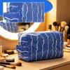 Wavy Pattern PVC Cosmetic Bag Large Capacity Waterproof Travel Toiletry Organizer Portable Storage Pouch with Handle for Bathroom
