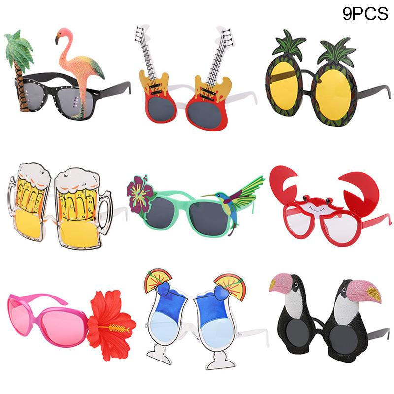 2-9Pcs Hawaiian Glasses Kit Luau Summer Birthday Decoration Tropical Party Favors Funny Sunglasses Props Beach Wedding Supplies