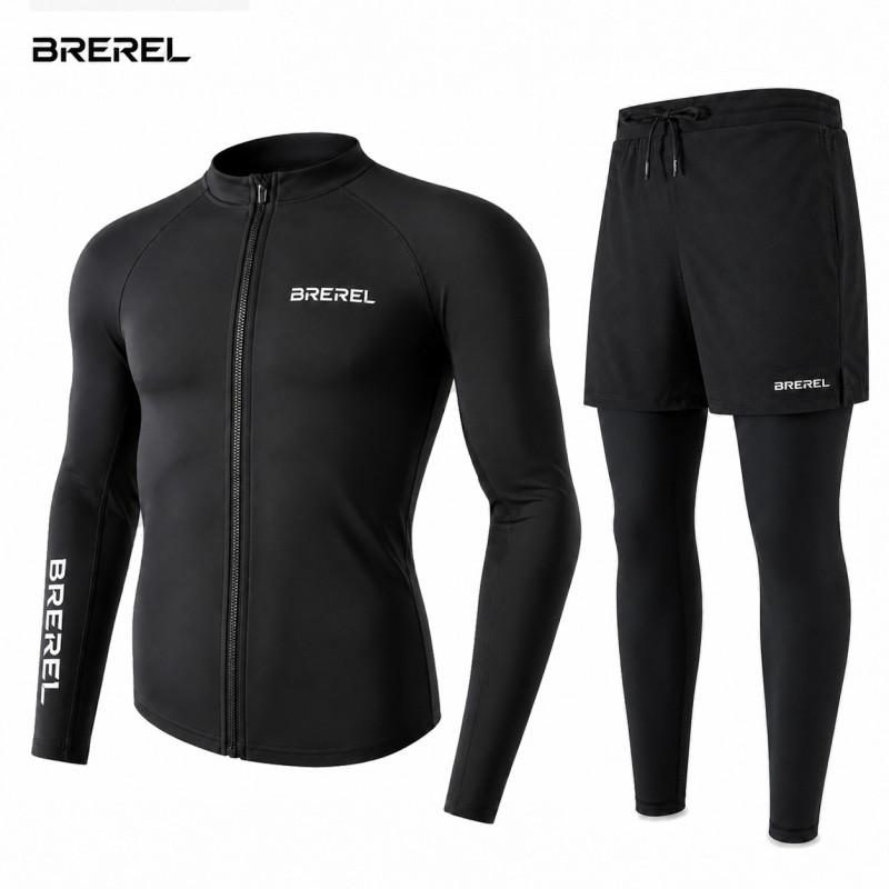 Heren UV-Bescherming Rash Guard Set Lange Mouw Zwemshirt Sneldrogende Boardshorts Snorkelen Surfen Kajakken
