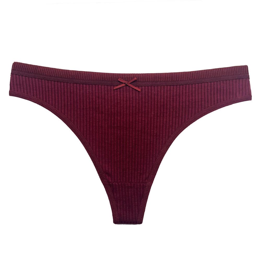 Moonflame Women s Low-Waist Cotton Ribbed Pudding Panties - Sexy Style M фиолетовый