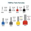 ABBP-Cord Pin End Terminal Dual Boot Lace Wire Ferrules 750Pcs Double Wire Ferrule Kit 8-22 AWG, Twin Ferrules Wire Connector
