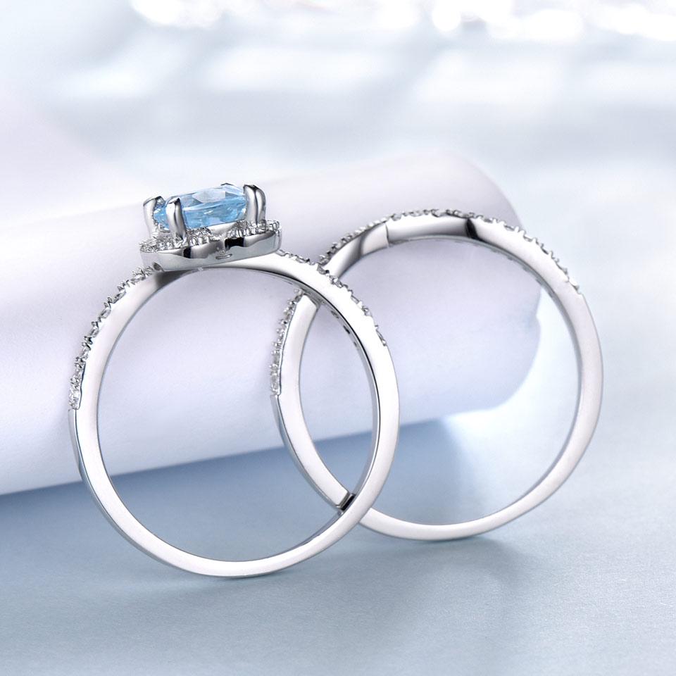 Umcho Ringe mit himmelblauem Topas, Schmuckgeschenke zum Jahrestag, Geburtstag, Valentinstag, für Frauen, Ehefrauen und Mädchen