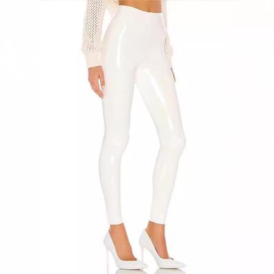 White Leather Women's Nine-Point PU Tights - Sexy, Slim, Summer Fashion.