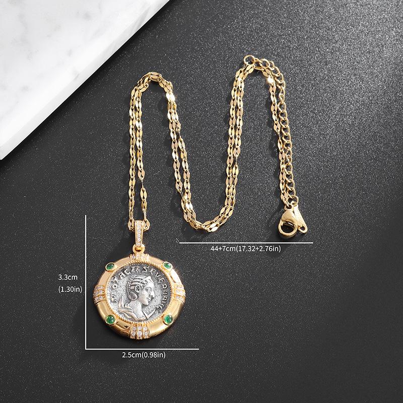 

Трендовая подвеска «Изумрудная богиня», ожерелье с винтажной монетой на удачу, модная медная бижутерия для женщин Gold золотой
