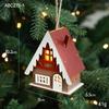 Christmas LED Light Wooden House Luminous Cabin Merry Christmas Decorations for Home DIY Xmas Tree Ornaments Kids Gifts New
