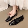 Fashion Low Heel Single Shoes Autumn New Square Toe Patent Leather Slip-on Non-Slip Wear-Resistant Square Heel Shoes