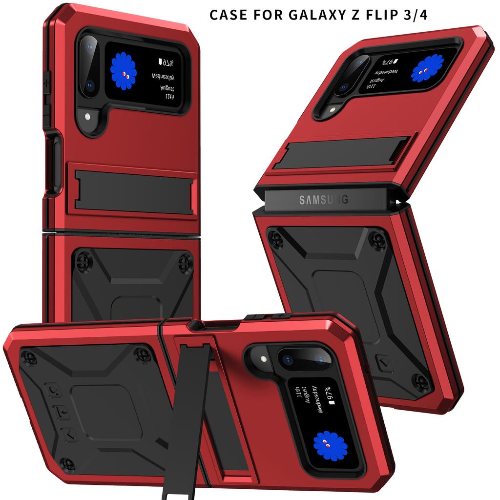 With Bracket+Full Protective For Samsung Galaxy Z Flip 4 5G 2025 Case Kickstand Dual Layer Protective Shockproof for Z Flip 3/4
