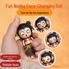 Labubu Nezha Face-Changing Plush Doll Keychain - Trendy Play Emoticon Pack, Hot-Selling Toy Pendant