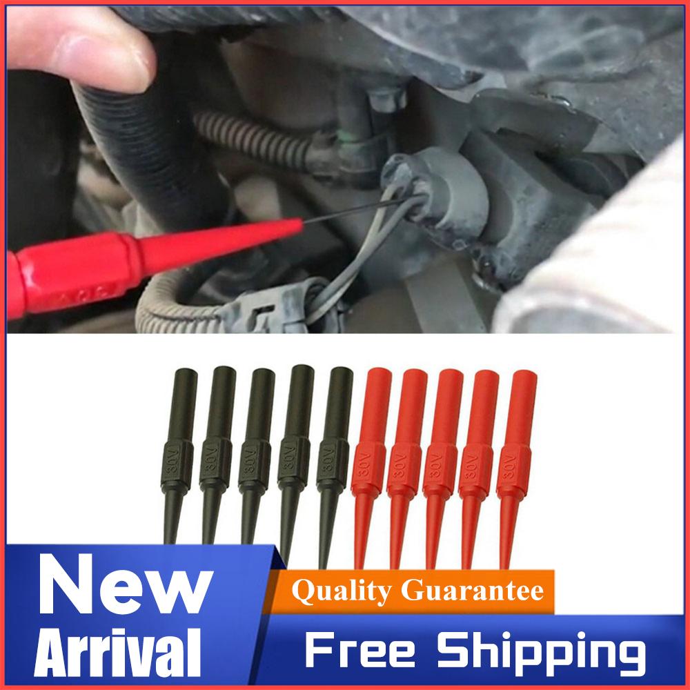 10pcs Insulation Piercing Needle Pin Sensitive Multimeter Piercing Needle Probe Measuring Device Car Tool for Banana Plug
