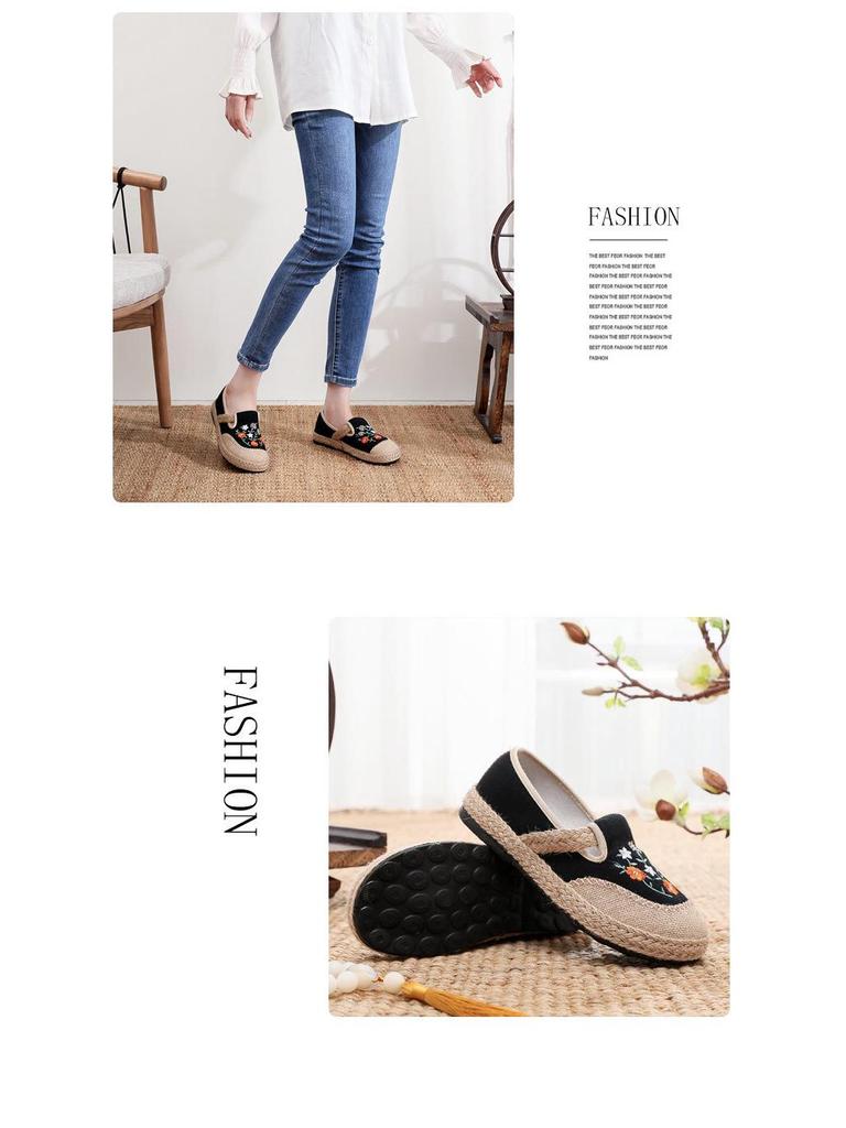 Spring Women's Ethnic Style Slip-on Espadrilles – Comfortable Old Beijing Cloth Shoes