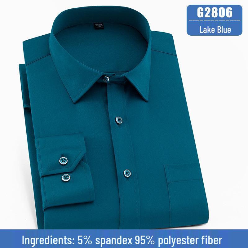 Pánská košile s dlouhým rukávem nežehlivá - Přizpůsobitelné logo, Ležérní jednobarevná pro práci a podnikání