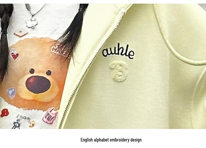 Girls' Casual Zipper Cardigan: Spring/Autumn 2026 Junior High Sweatshirt Jacket