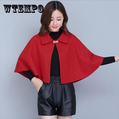Veste Femme Automne et Hiver Tout Match Châle Cape Extérieur Court Manteau En Laine Manteau Tempérament Élégant Dame Châle
