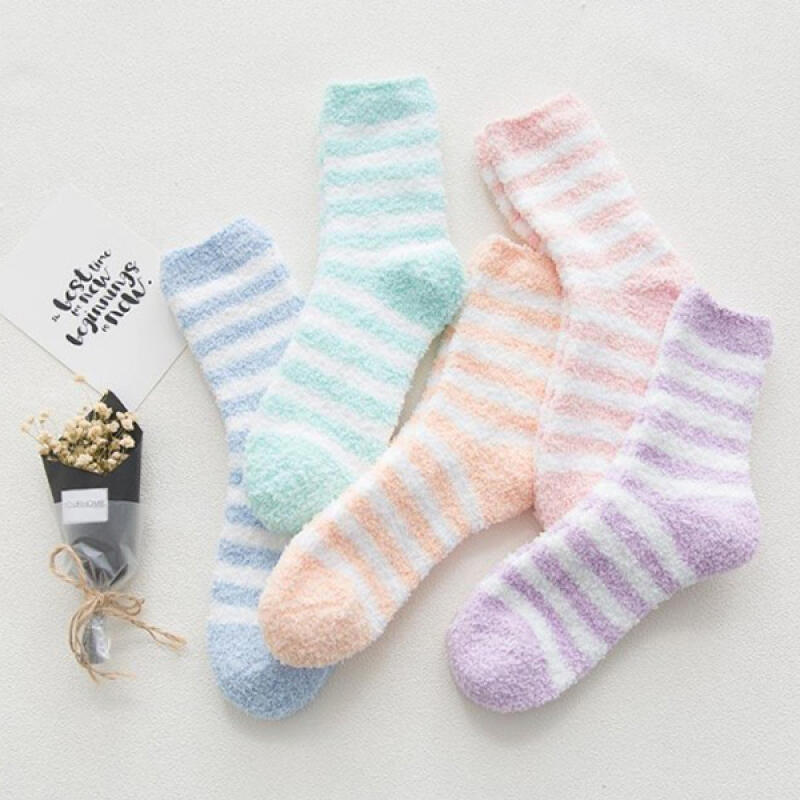 

Women s Pastel Striped Sleep Socks (5-Piece Set) 204556 5 types in 1 set