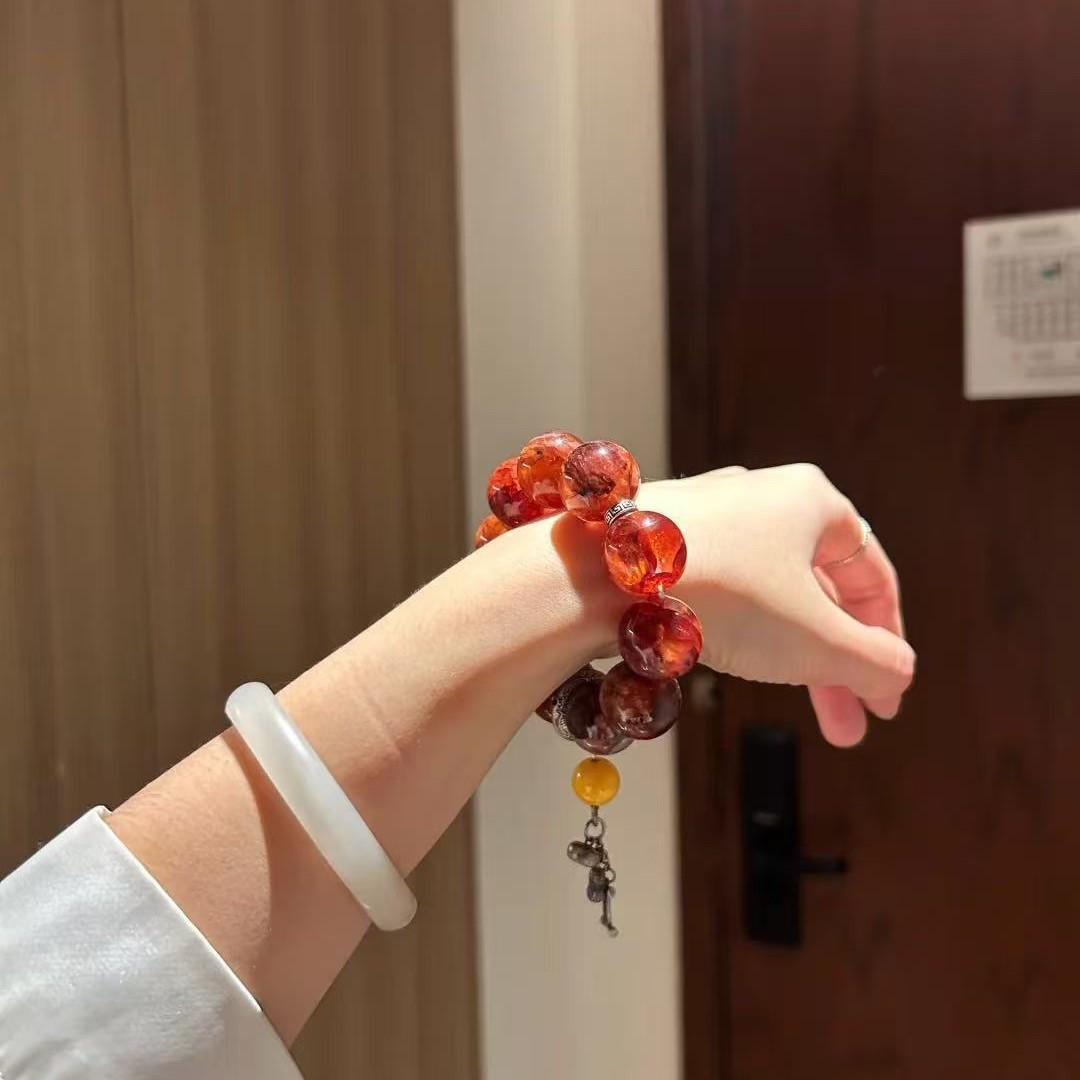 

Luxurious Red Crystal Flower Bracelet Red Glue Flower (with Box)