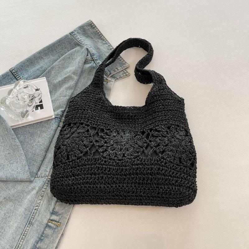 New seaside leisure vacation shoulder bag casual simple trend underarm straw reticulated woven beach bag