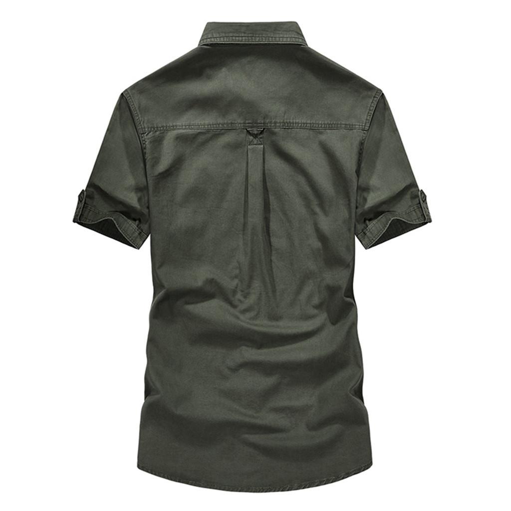 Men's Casual Embroidery Military  Color Pocket Short Sleeve T-shirt Tops