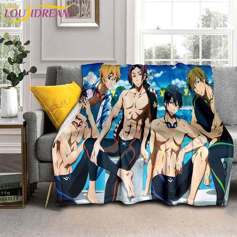Gratis Iwatobi Swim Club Dekens Cartoon Bedspreien Dekens Anime Flanellen Dekens Bank Bed Dekens Plaid Dekens Cadeaus