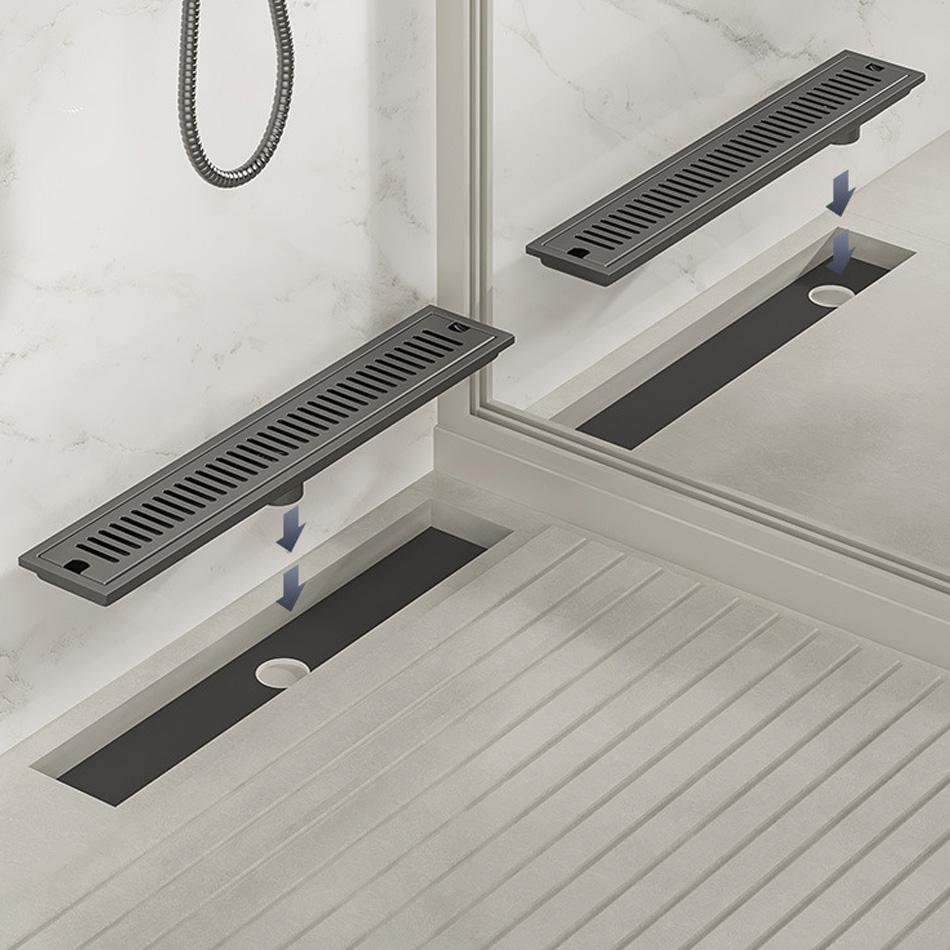 Grey Shower Floor Drain for Bathroom Balcony 304 Stainless Steel Long Linear Rapid Drainage Side Floor Drains 20 30 40 50 CM