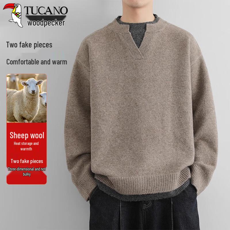 

TUCANO Men s Faux Two-Piece Wool Blend Knit Sweater 2XL
