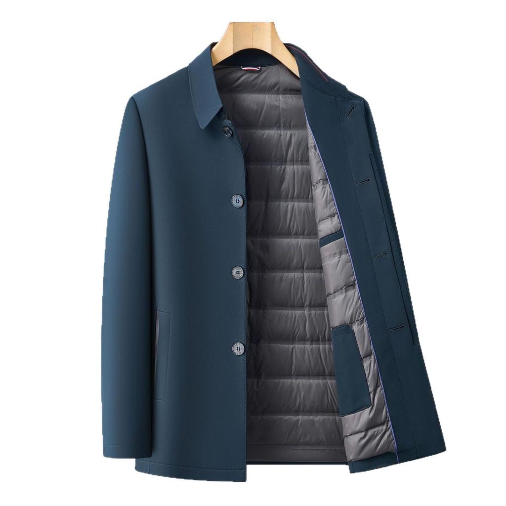 Counter Men's Mid-Age Business Casual Lightweight Warm Down Jacket with Turn-Down Collar