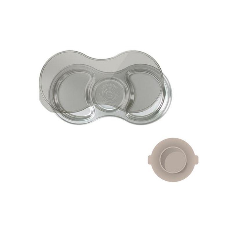 

[Grosmimi] КОРЕЯ Детская Тарелка + Силиконовый Присоска Поднос Для Еды Из Нержавеющей Стали С Крышкой 3 Compartments