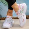 Fashion Rhinestone Decor Knitted Sneakers Women Fashion Floral Butterfly Print Casual Shoes Woman Summer Breathable Mesh Running Shoes
