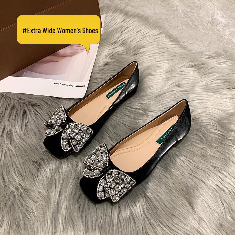 

A2001-4 Женские балетки Мэри Джейн на плоской мягкой подошве - Низкий каблук, Широкая полнота, Большой размер 45 чёрный