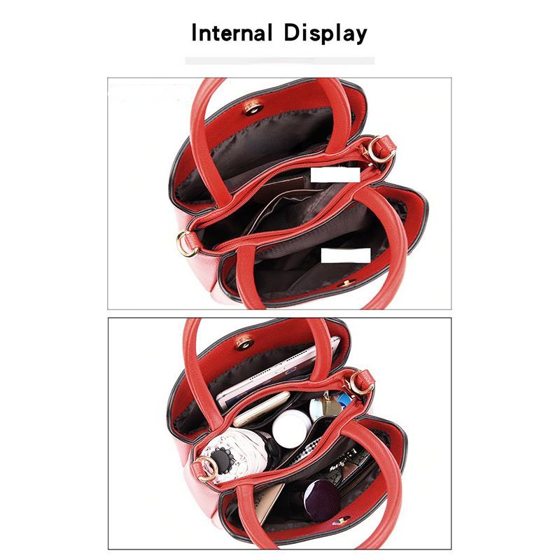 Bolsa de ombro de couro sintético genuíno de luxo, bolsa de mão de cor sólida para mulheres, bolsa de mensageiro feminina