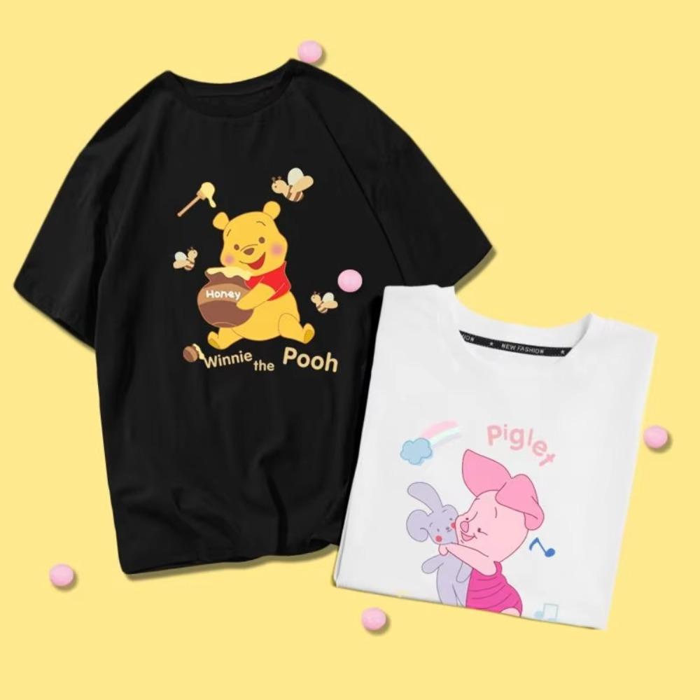 Cartoon Winnie The Pooh Cotton Tshirt Cartoon Piggy Comfortable Skinfriendly Breathable and Trend Short Sleeve Tshirt