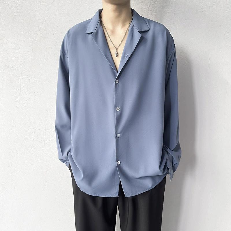 Men's Shirt Spring Summer Loose Casual Long-sleeved Lapel High Street Male Suit Shirt