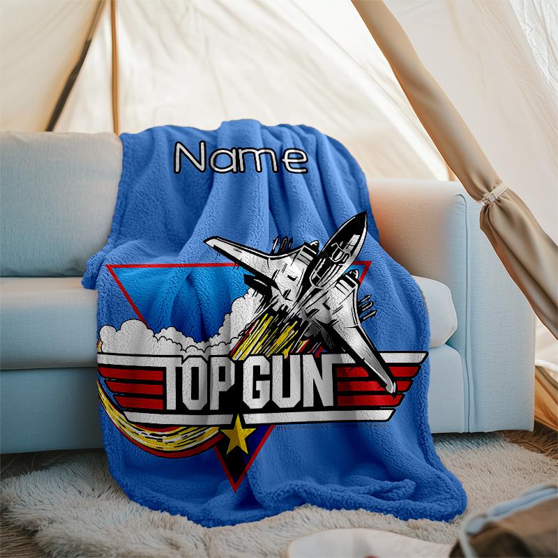Personalized Custom Name Blanket - Top Gun Maverick Print Design,Blanket for Sofa,Bed,Travel,Camping - Soft and Warm, Great Gift